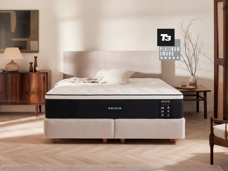 Origin LumbarCloud Mattress — T3 Platinum Award badge